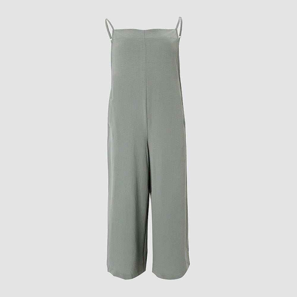 Jumpsuit with Pockets - Adjustable Sleeveless Romper - AmiraMart