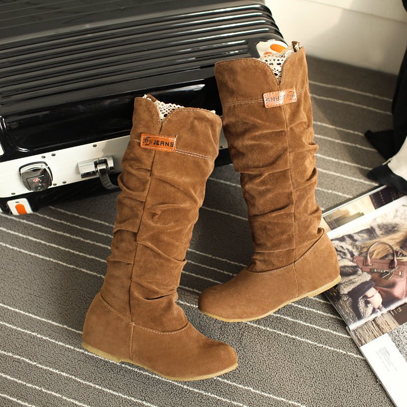 Lace Frosted Ladies Flat Boots - AmiraMart