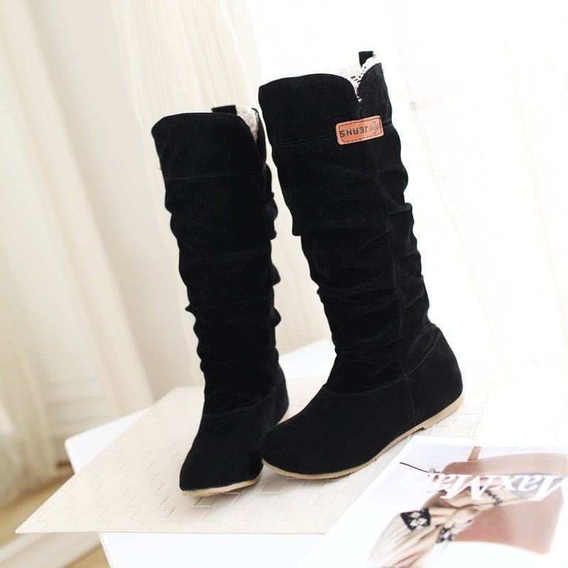 Lace Frosted Ladies Flat Boots - AmiraMart