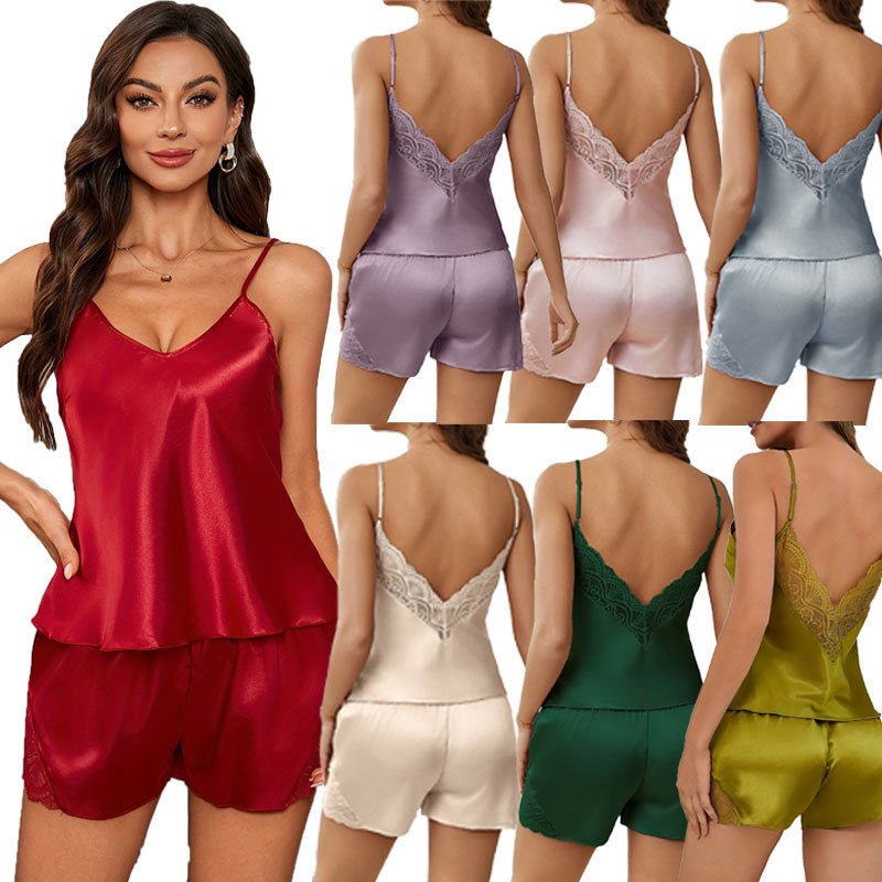 Lace Shorts Thin Pajamas Suit - AmiraMart