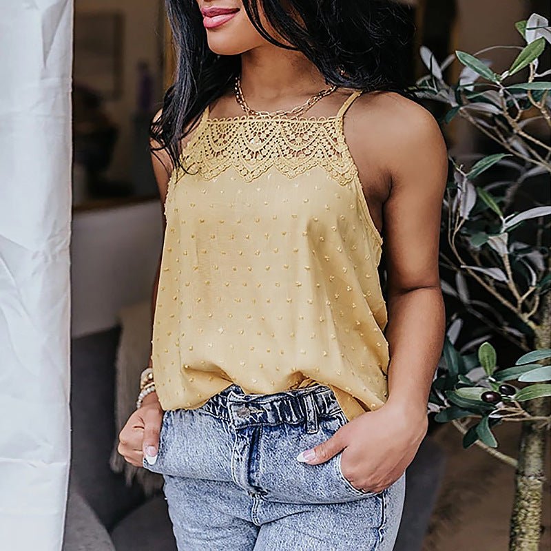 Lace Stitching Casual Ladies Blouse - AmiraMart