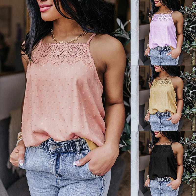 Lace Stitching Casual Ladies Blouse - AmiraMart