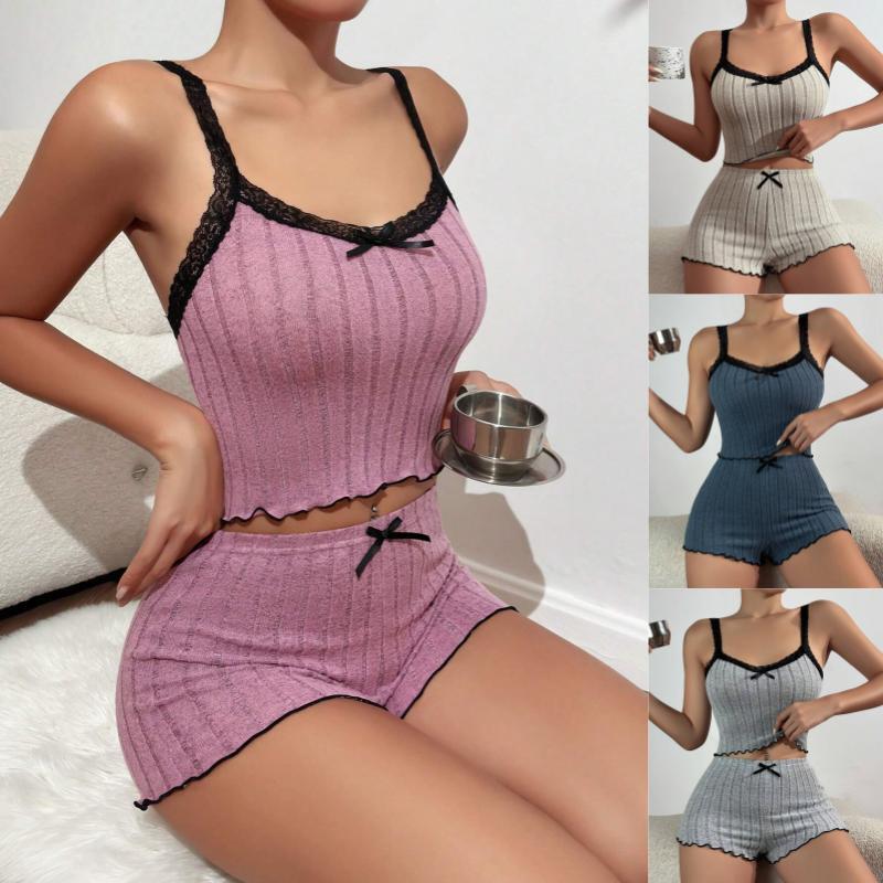 Lace Trim Suspender Fleece Homewear Shorts - AmiraMart