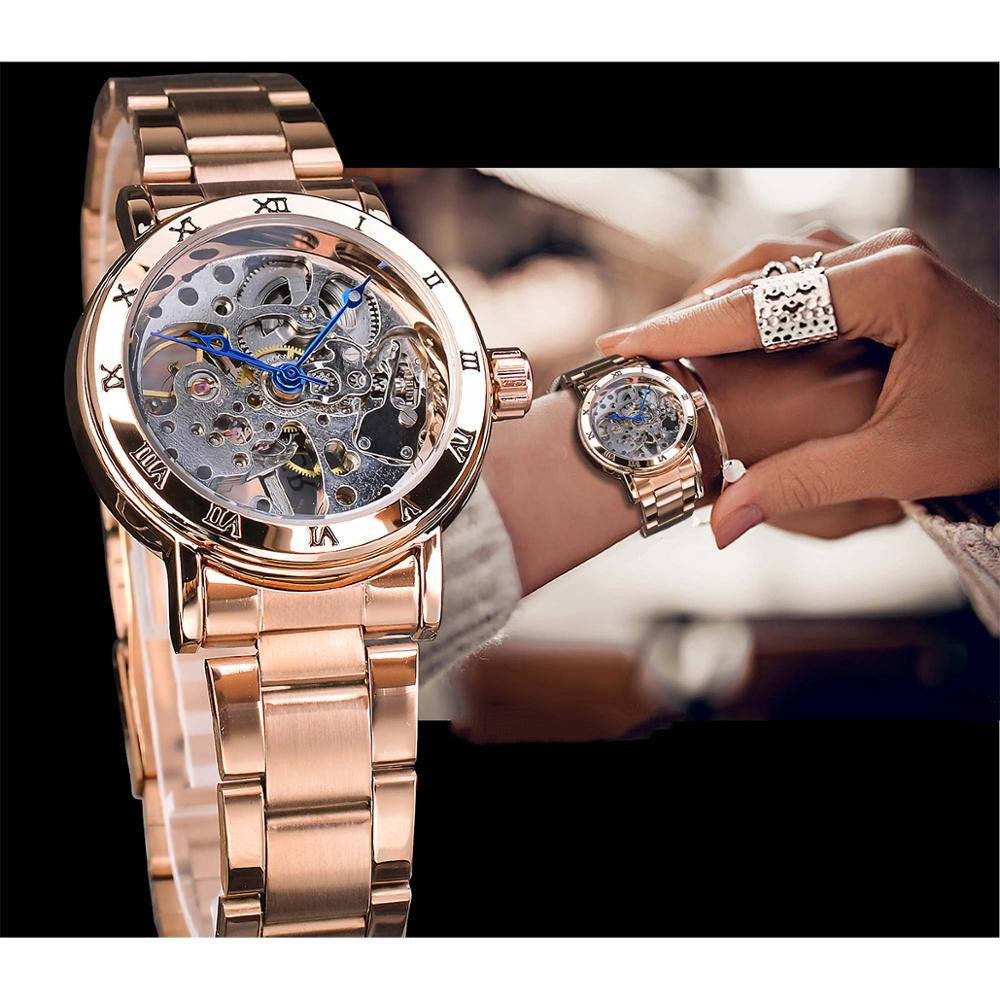 Ladies Fashion Skeleton Automatic Watch - AmiraMart