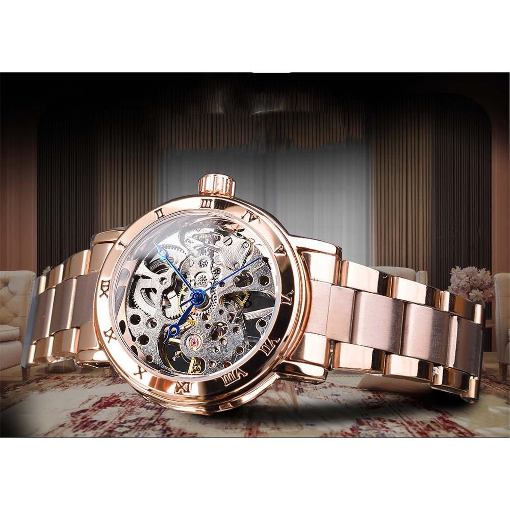 Ladies Fashion Skeleton Automatic Watch - AmiraMart