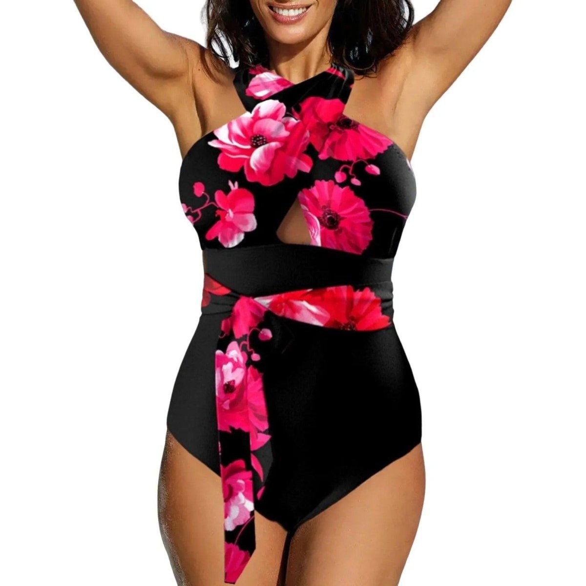 Lady Sexy Split Plus Size Fashion Spaghetti Straps One - piece Swimsuit - AmiraMart