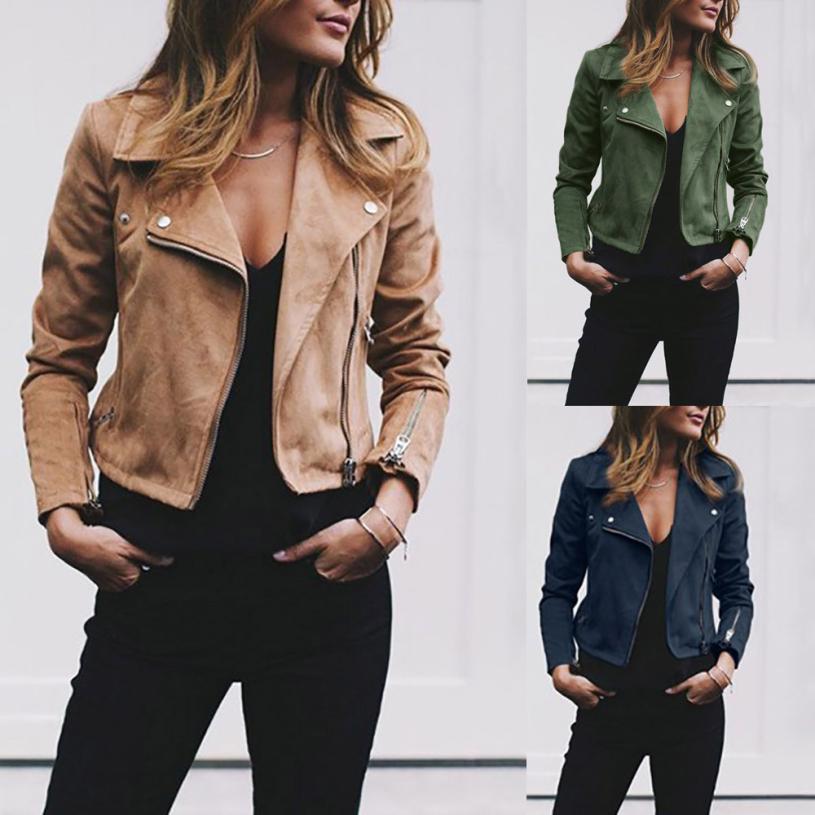 Lapel And Diagonal Zipper Short Women's Clothing - AmiraMart