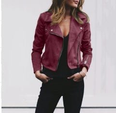 Lapel And Diagonal Zipper Short Women's Clothing - AmiraMart