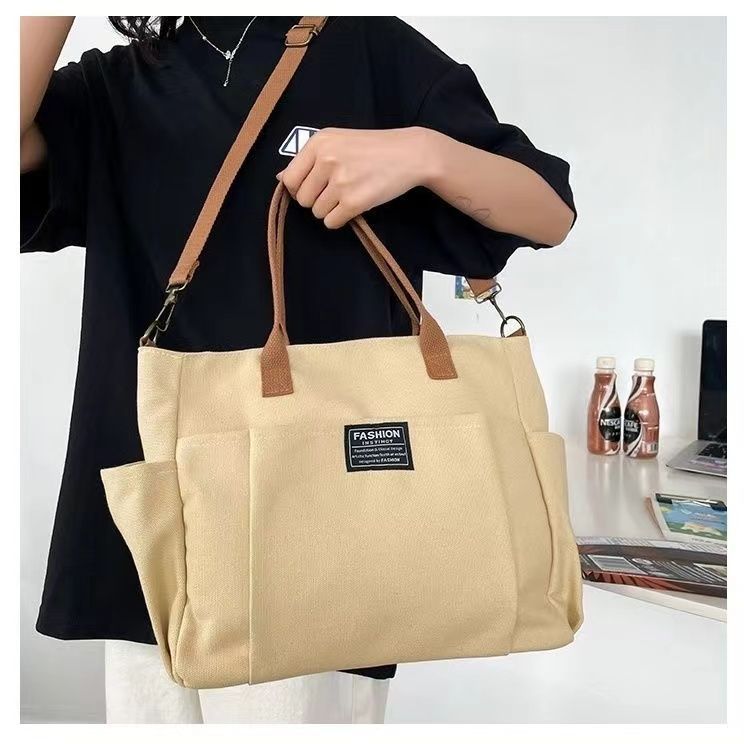 Large Canvas Shoulder Bag – Spacious Commuter Tote - AmiraMart