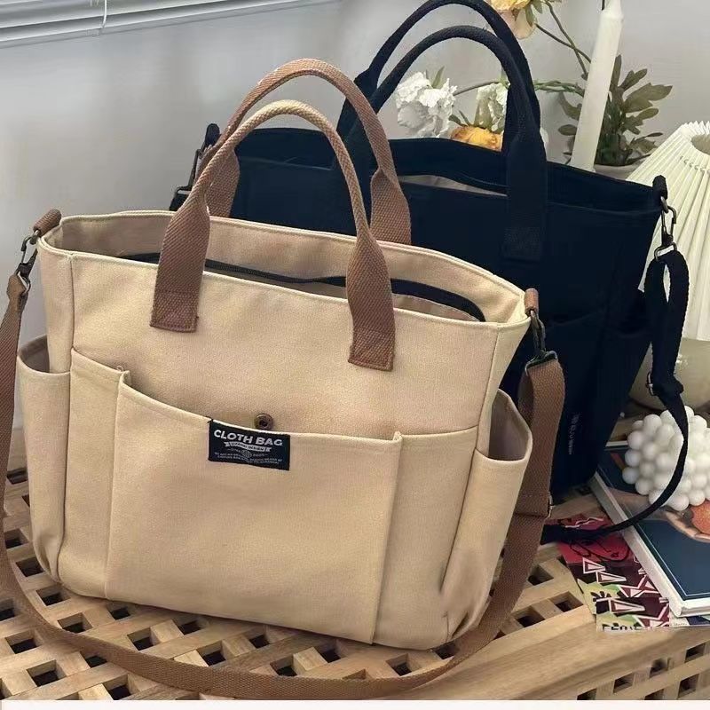 Large Canvas Shoulder Bag – Spacious Commuter Tote - AmiraMart