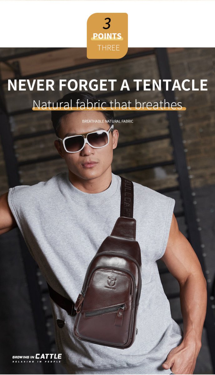 Large - capacity Genuine Leather Men's Shoulder Crossbody - AmiraMart