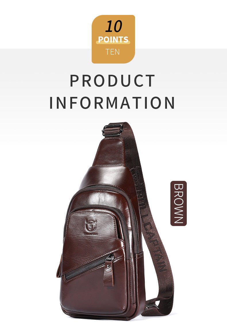 Large - capacity Genuine Leather Men's Shoulder Crossbody - AmiraMart