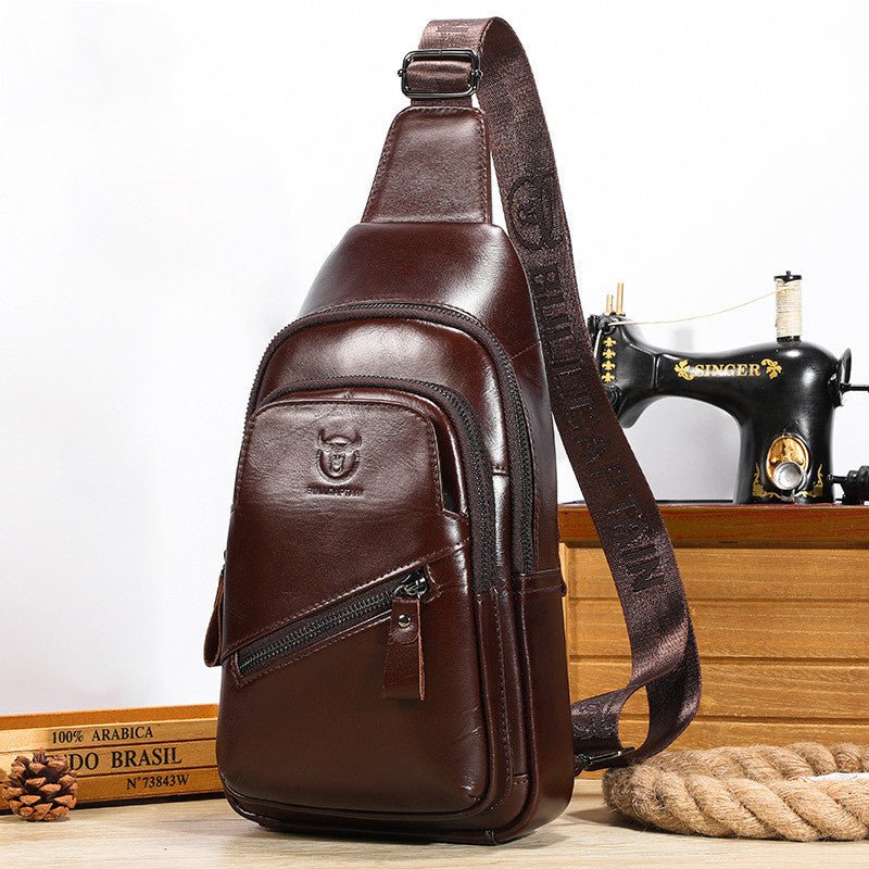Large - capacity Genuine Leather Men's Shoulder Crossbody - AmiraMart