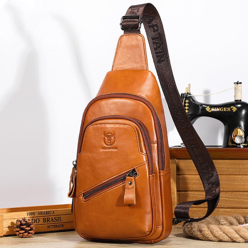 Large - capacity Genuine Leather Men's Shoulder Crossbody - AmiraMart