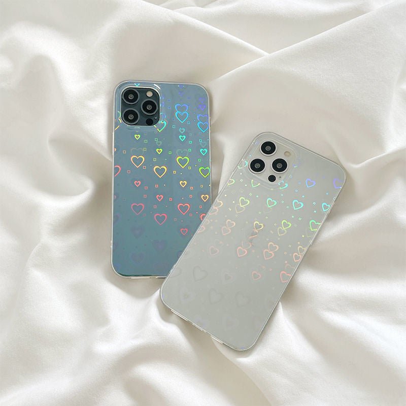 Laser Colorful Love For Double - sided Coated Silicone Phone Case - AmiraMart