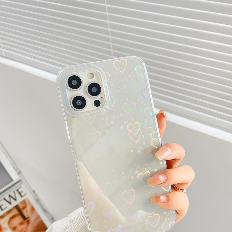 Laser Colorful Love For Double - sided Coated Silicone Phone Case - AmiraMart