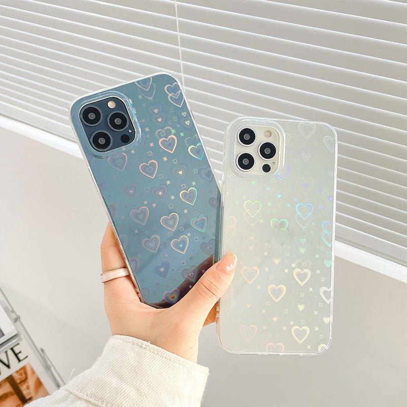 Laser Colorful Love For Double - sided Coated Silicone Phone Case - AmiraMart
