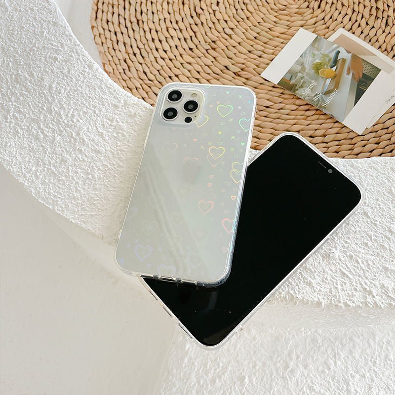 Laser Colorful Love For Double - sided Coated Silicone Phone Case - AmiraMart