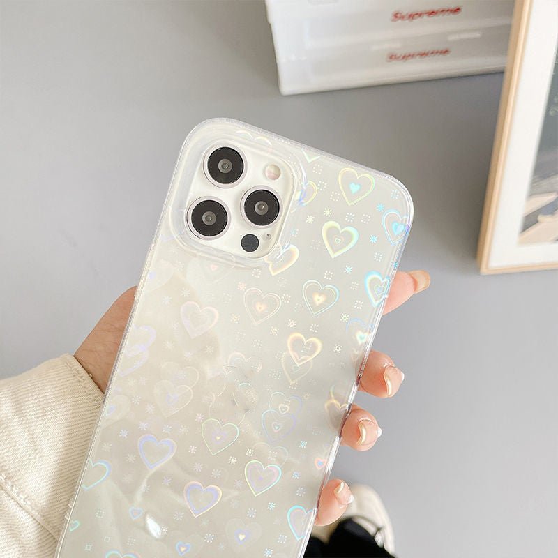 Laser Colorful Love For Double - sided Coated Silicone Phone Case - AmiraMart