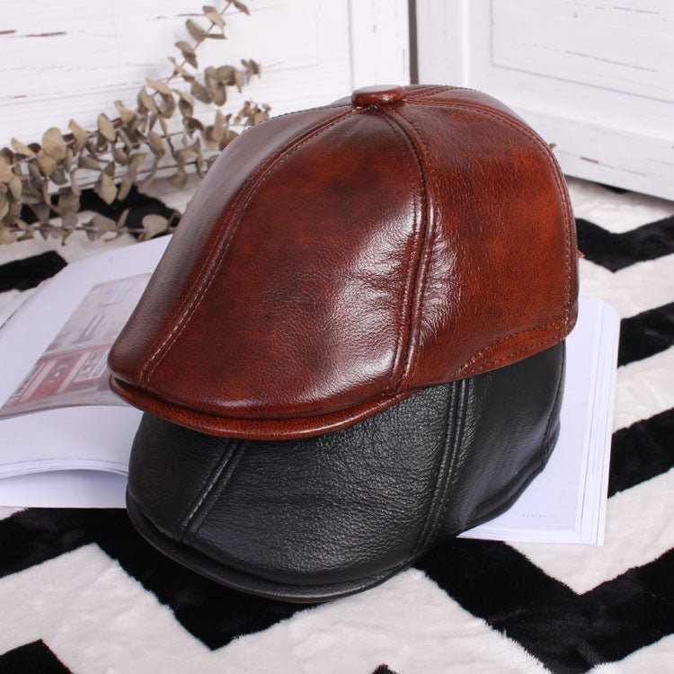 Leather beret thin ladies hat - AmiraMart