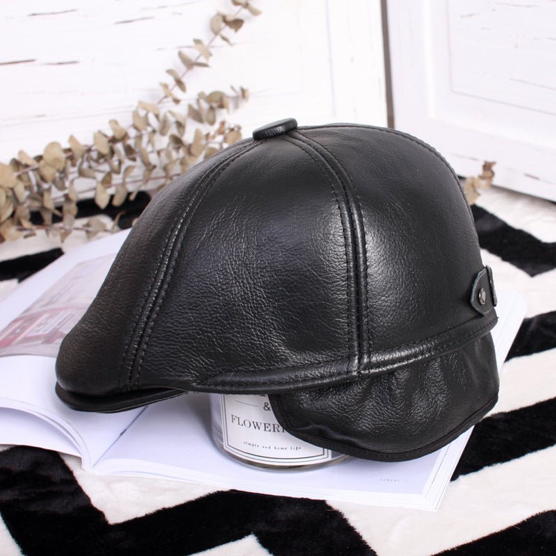 Leather beret thin ladies hat - AmiraMart