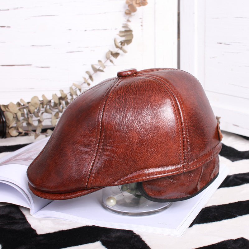 Leather beret thin ladies hat - AmiraMart