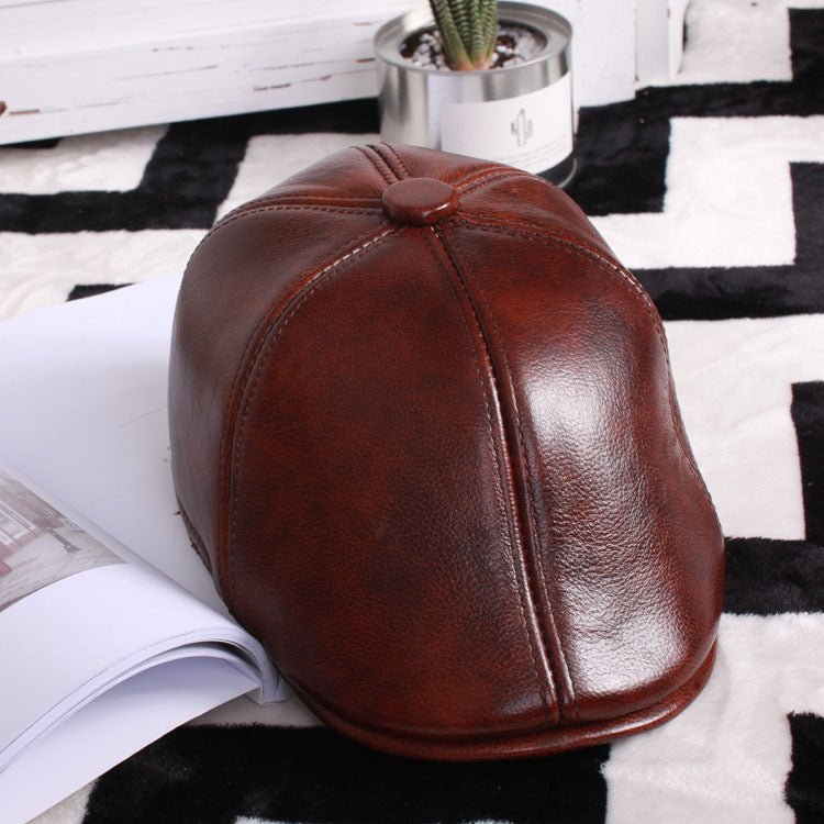 Leather beret thin ladies hat - AmiraMart