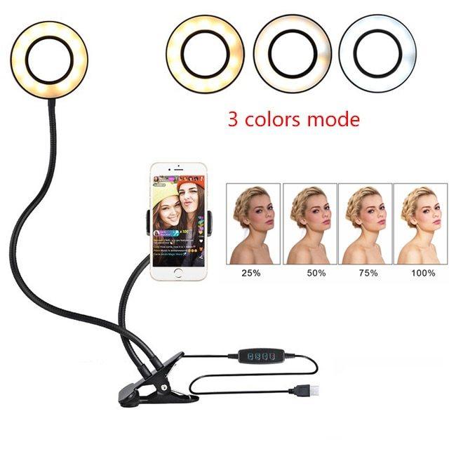 LED Selfie Ring Light for Live Adjustable Makeup Light - 8cm Stand - AmiraMart