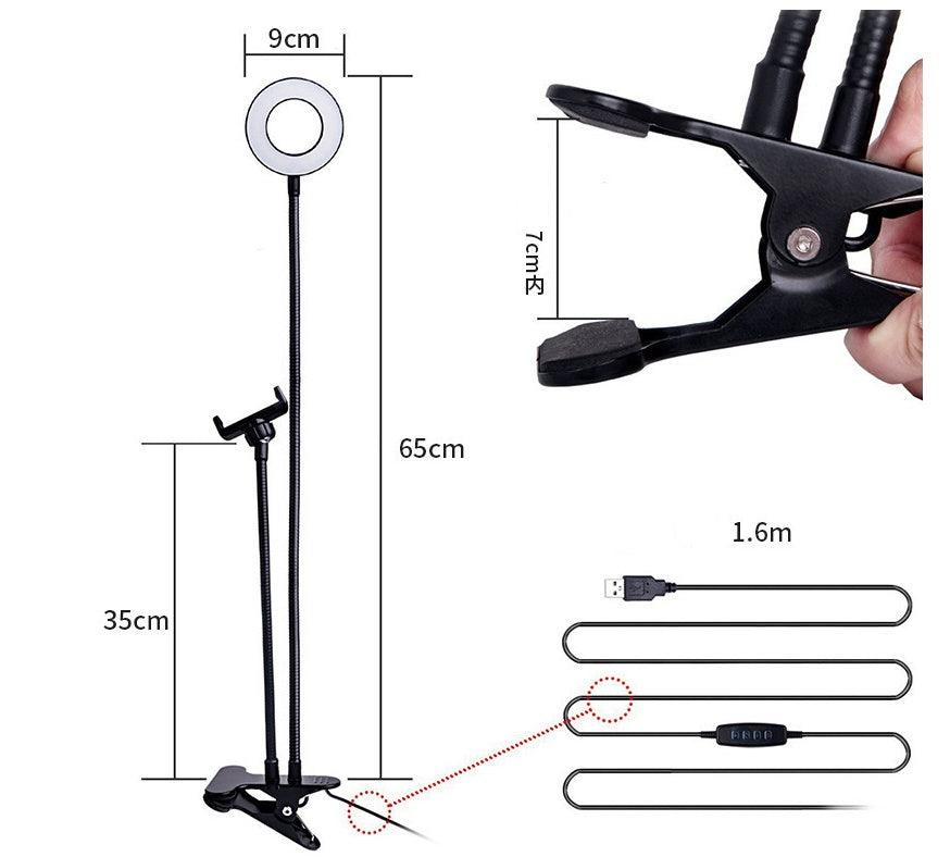 LED Selfie Ring Light for Live Adjustable Makeup Light - 8cm Stand - AmiraMart