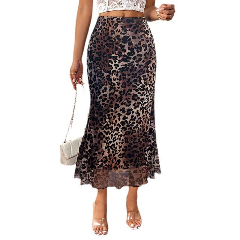 Leopard Print Mesh Skirt – Sexy & Stretchy - AmiraMart