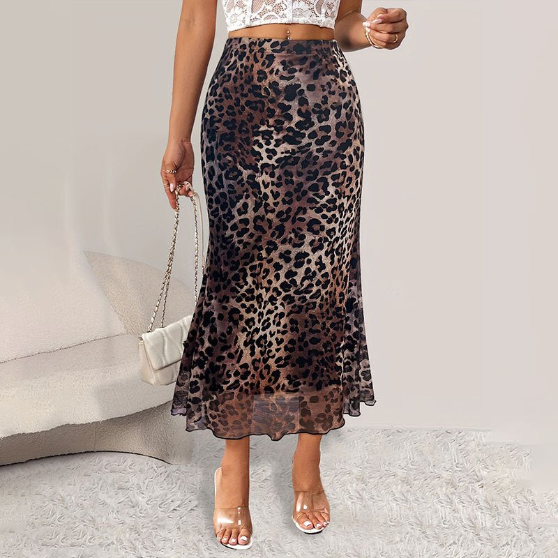Leopard Print Mesh Skirt – Sexy & Stretchy - AmiraMart