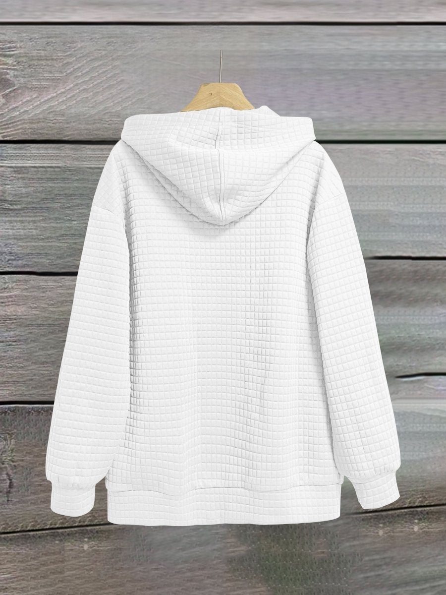 Letter Print Zipper Dual Pockets Hoodie - AmiraMart