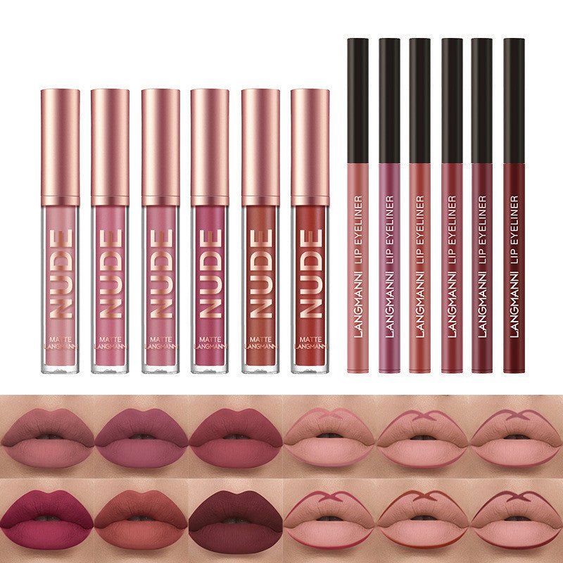 Lip Liner And Lipstick Makeup 12 Pcs Set - AmiraMart