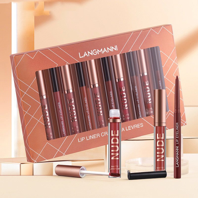 Lip Liner And Lipstick Makeup 12 Pcs Set - AmiraMart