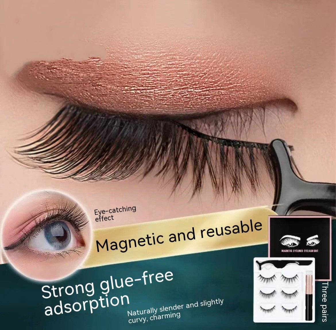 Liquid Eyeliner Magnetic False Eyelashes Set - AmiraMart