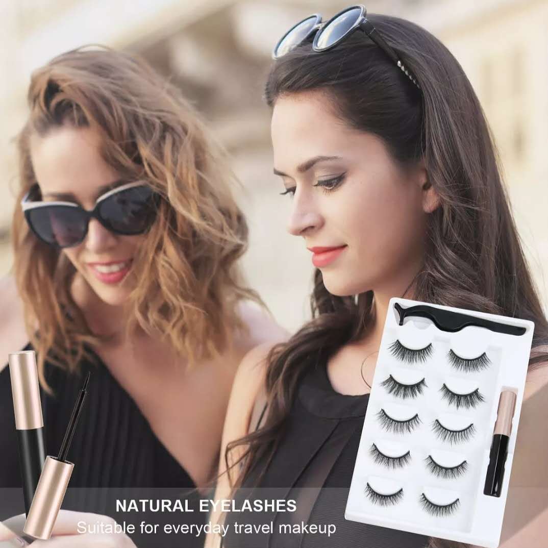 Liquid Eyeliner Magnetic False Eyelashes Set - AmiraMart
