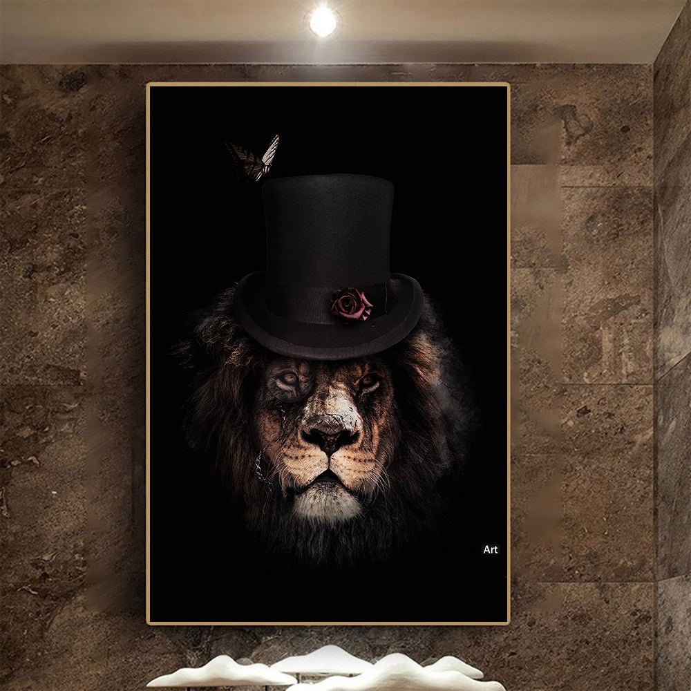 Living Room Decor Wall Decor Black Wildlife Canvas Poster Print - AmiraMart