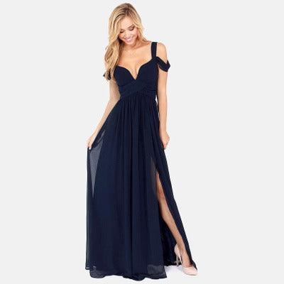 Long Floor Length Elegant Greek Style Pleated Dress - AmiraMart
