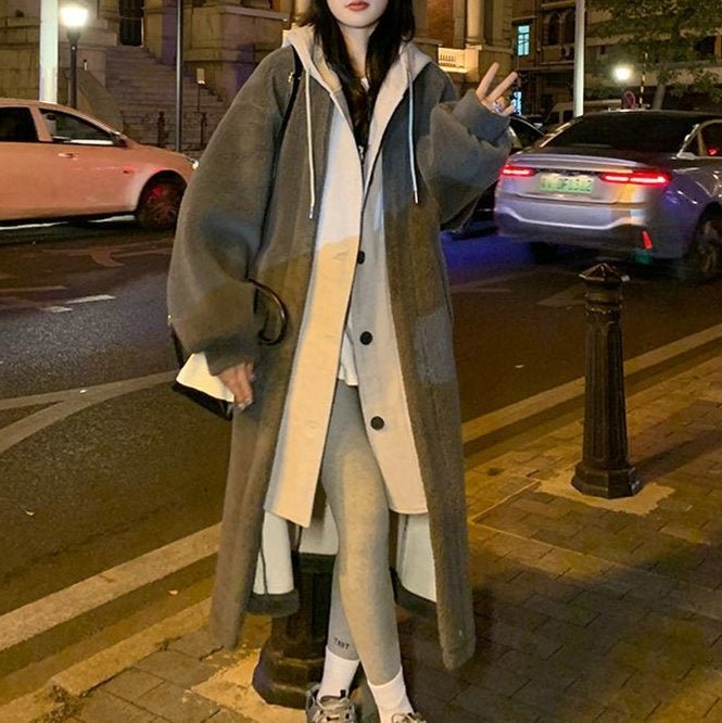 Long Hooded Dress Coat - AmiraMart