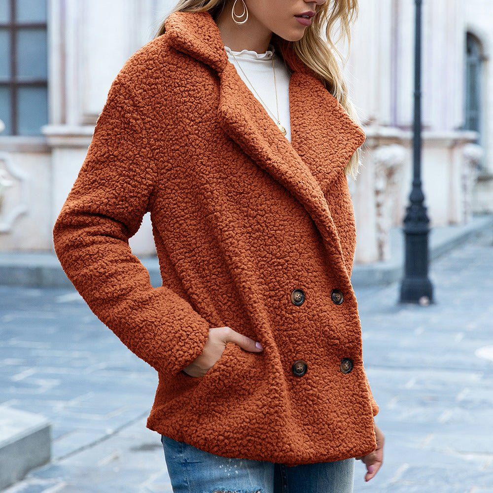 Loose Lapel Fluffy Coat - AmiraMart
