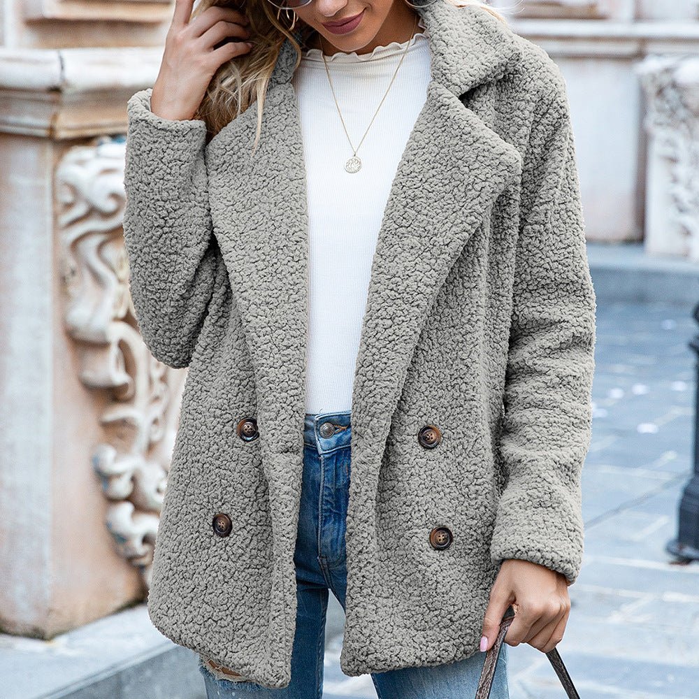 Loose Lapel Fluffy Coat - AmiraMart