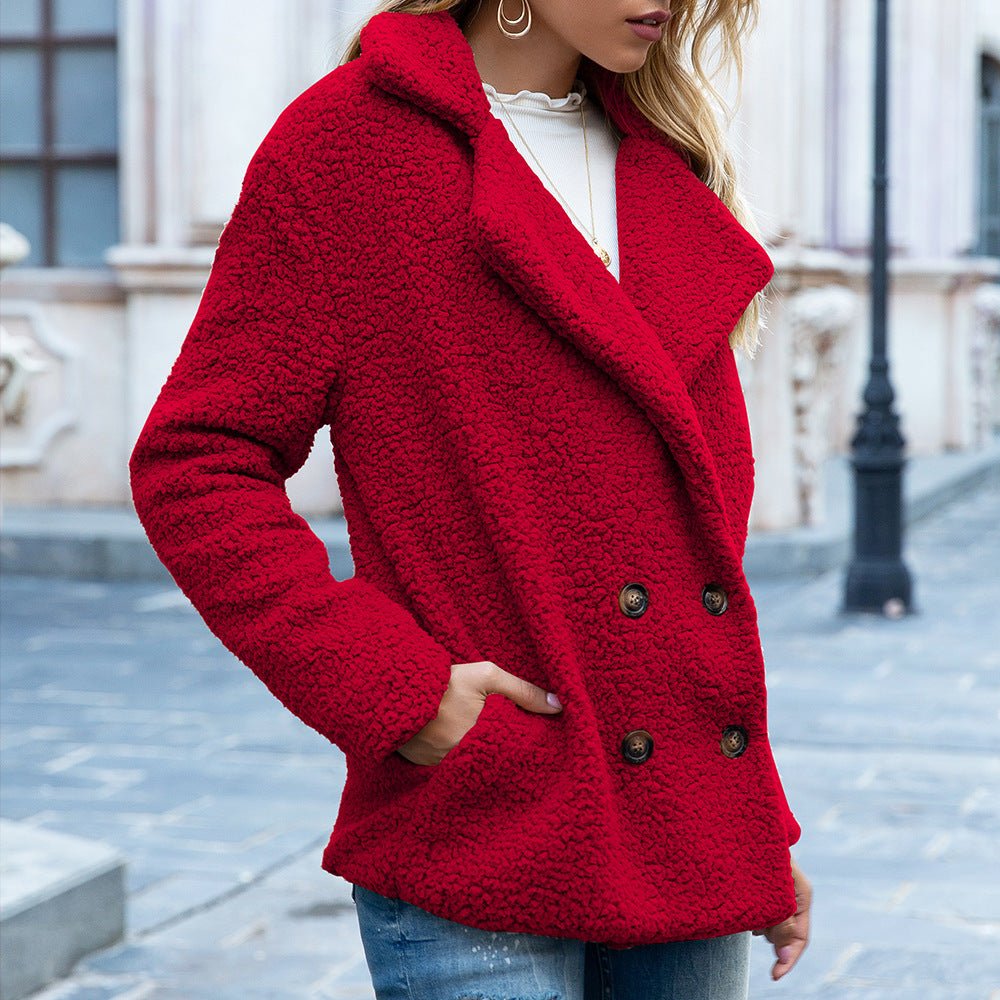 Loose Lapel Fluffy Coat - AmiraMart