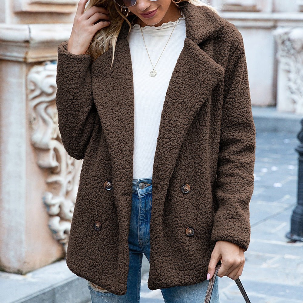 Loose Lapel Fluffy Coat - AmiraMart