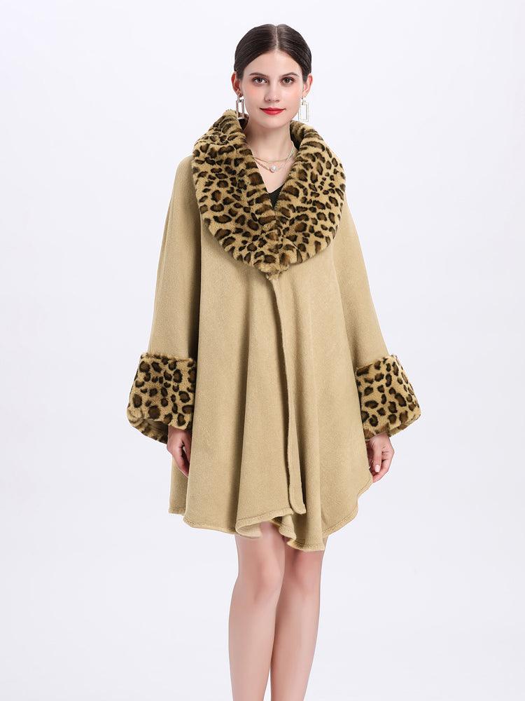 Loose Plus Size Fashion Fox Fur Collar Cloak Cape Women - AmiraMart