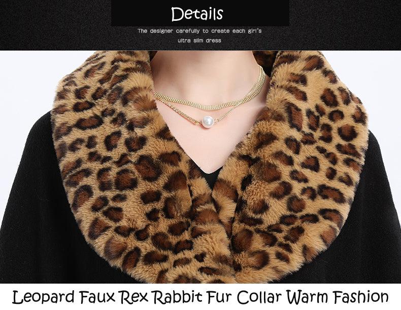 Loose Plus Size Fashion Fox Fur Collar Cloak Cape Women - AmiraMart