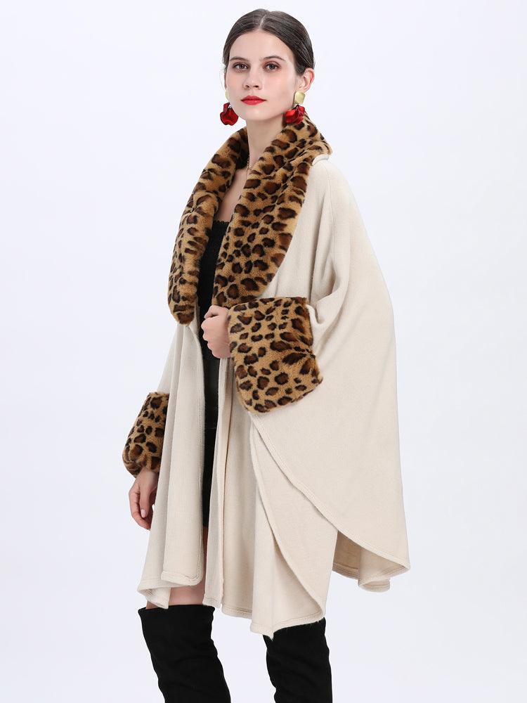 Loose Plus Size Fashion Fox Fur Collar Cloak Cape Women - AmiraMart