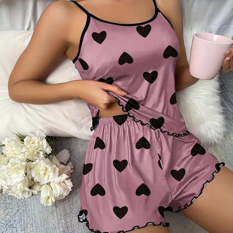 Love Women's Two - Piece Pajama Set with Braces - AmiraMart