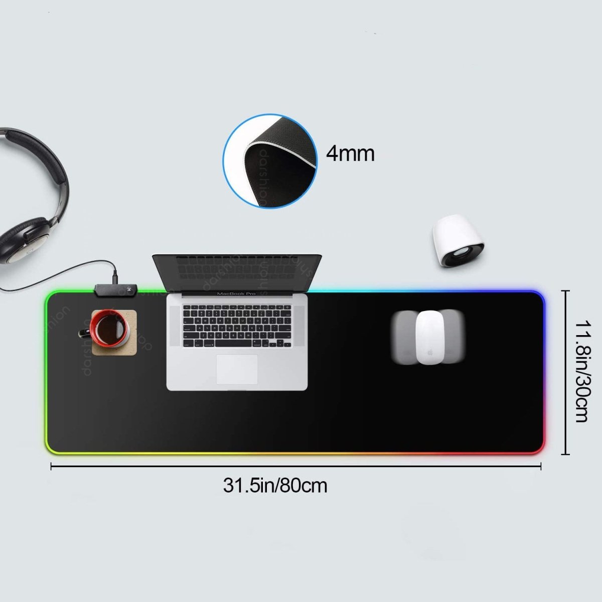 Luminous RGB Mouse Pad Luminous Symphony Game LED Rubber Table Mat - AmiraMart