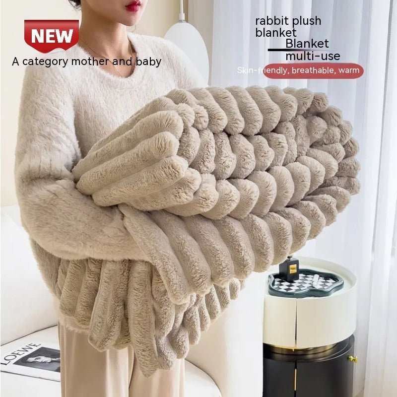 Luxury Rabbit Fur Blanket – Double - Sided Velvet & Ultra - Warm - AmiraMart