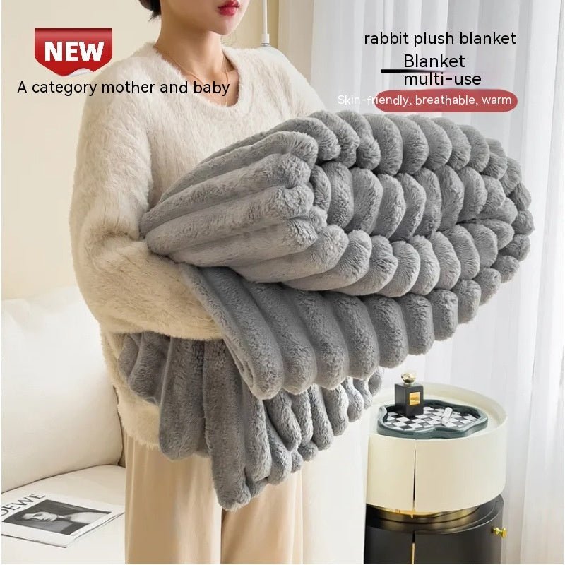 Luxury Rabbit Fur Blanket – Double - Sided Velvet & Ultra - Warm - AmiraMart